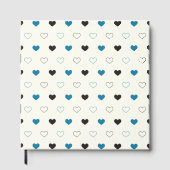Cute Simple Heart Pattern blue black cream ゲストブック (正面)
