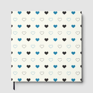 Cute Simple Heart Pattern blue black cream ゲストブック