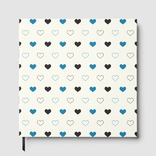 Cute Simple Heart Pattern blue black cream ゲストブック (正面)