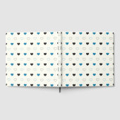 Cute Simple Heart Pattern blue black cream ゲストブック (全面)