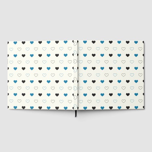 Cute Simple Heart Pattern blue black cream ゲストブック (全面)