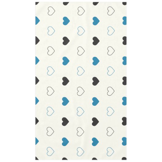Cute Simple Heart Pattern blue black cream テーブルクロス (正面)