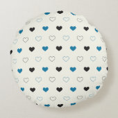 Cute Simple Heart Pattern blue black cream ラウンドクッション (裏面)