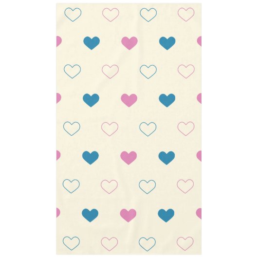 Cute Simple Heart Pattern blue pink cream テーブルクロス (正面)