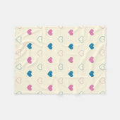 Cute Simple Heart Pattern blue pink cream フリースブランケット (正面(横))