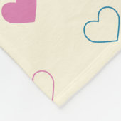 Cute Simple Heart Pattern blue pink cream フリースブランケット (角)