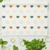 Cute Simple Heart Pattern Orange Cream Green キッチンタオル (折り畳み)