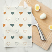 Cute Simple Heart Pattern Orange Cream Green キッチンタオル (四つ折り)