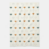 Cute Simple Heart Pattern Orange Cream Green キッチンタオル (縦)