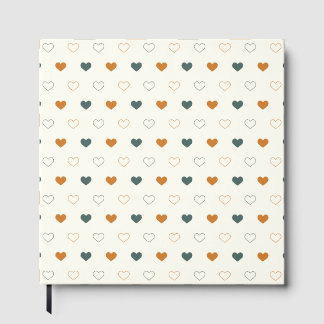 Cute Simple Heart Pattern Orange Cream Green ゲストブック