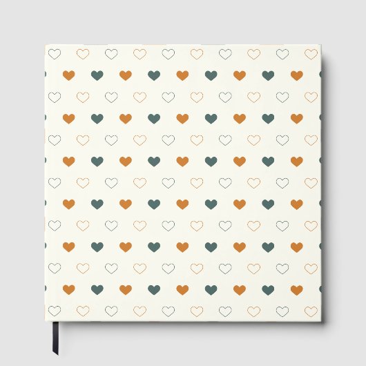Cute Simple Heart Pattern Orange Cream Green ゲストブック (正面)