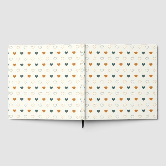 Cute Simple Heart Pattern Orange Cream Green ゲストブック (全面)