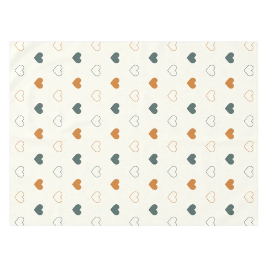 Cute Simple Heart Pattern Orange Cream Green テーブルクロス (正面(横))