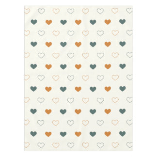 Cute Simple Heart Pattern Orange Cream Green テーブルクロス