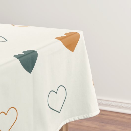 Cute Simple Heart Pattern Orange Cream Green テーブルクロス (インサイチュ)