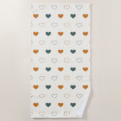 Cute Simple Heart Pattern Orange Cream Green ビーチタオル (正面)