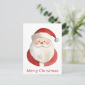 Cute Simple Minimalist Watercolor Santa Christmas ポストカード (スタンド正面)