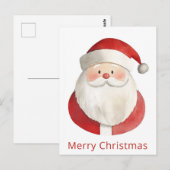 Cute Simple Minimalist Watercolor Santa Christmas ポストカード (正面/裏面)