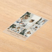 Cute Simple Photo Collage Christmas Holiday Card アクリル招待状 (レイダウン)