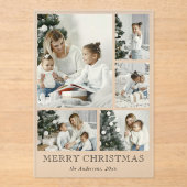 Cute Simple Photo Collage Christmas Holiday Card アクリル招待状 (正面)