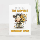 Cute & Simple Wild Boar Happiest Birthday Card カード (正面)
