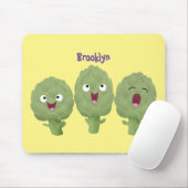 Cute singing artichokes vegetable cartoon マウスパッド (マウス)
