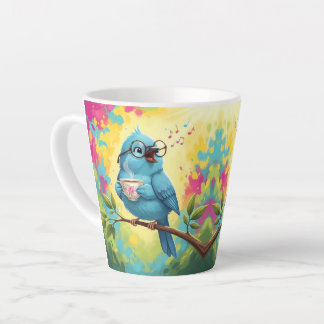   Cute Singing Blue Bird Latte Mug カフェラテマグ