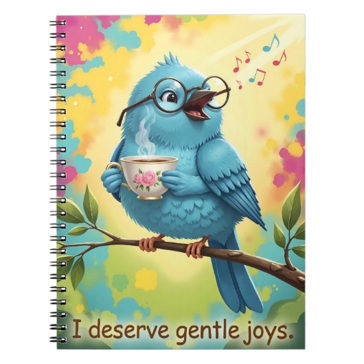 Cute Singing Blue Bird Spiral Photo Notebook   ノートブック (正面)