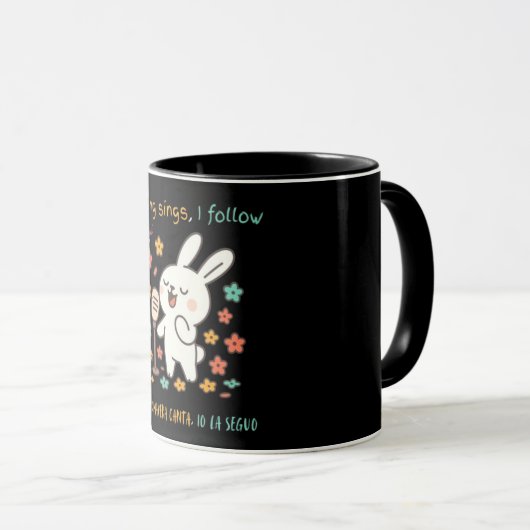 Cute Singing Bunny Spring Mug マグカップ (正面右)