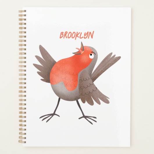 Cute singing robin bird cartoon  プランナー手帳 (正面)