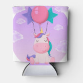 Cute Sitting Unicorn and Balloons Lilac 缶クーラー (正面)