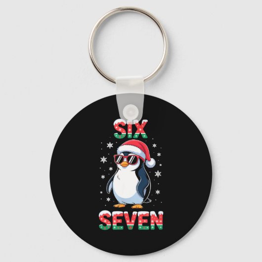 Cute Six Seven 67 Penguin Kids Christmas Holiday  キーホルダー (正面)