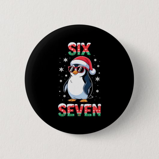 Cute Six Seven 67 Penguin Kids Christmas Holiday  缶バッジ (正面)