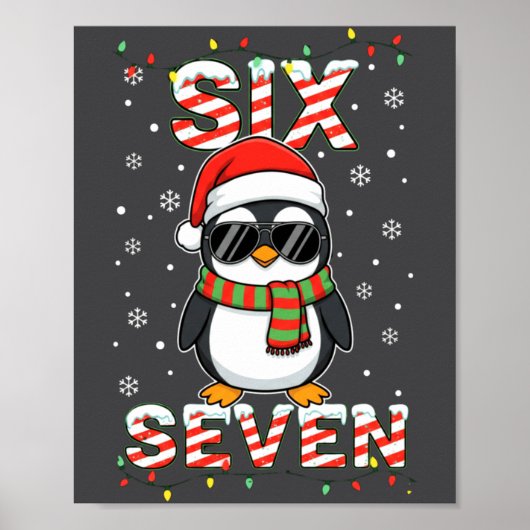 Cute Six Seven 67 Penguin Kids Christmas Holiday L ポスター (正面)