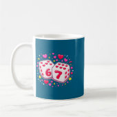 Cute Six Seven 6 7 Dice Valentines Day Shirt Funny コーヒーマグカップ (左)