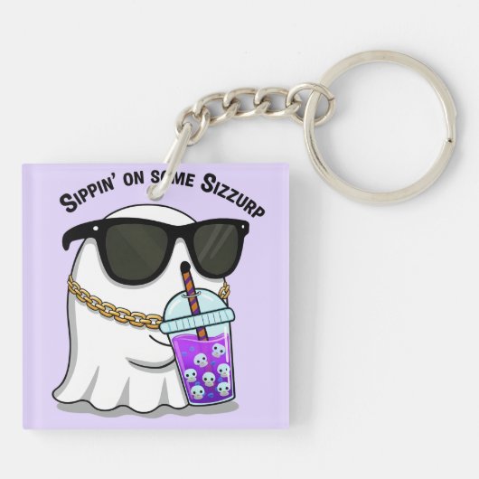Cute Sizzurp Ghost Keychain – Funny Kawaii Ghost C キーホルダー (裏面)
