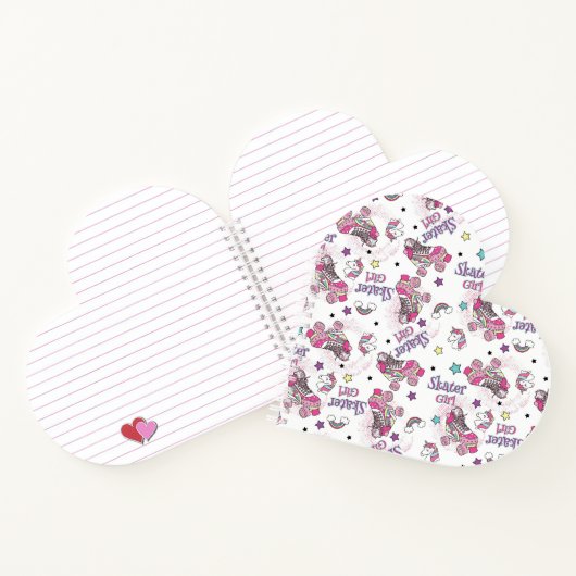 Cute Skater Girl Unicorn Roller Skate Pattern ノートブック (内部)