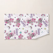 Cute Skater Girl Unicorn Roller Skate Pattern バスタオルセット (ハンドタオル)