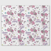 Cute Skater Girl Unicorn Roller Skate Pattern ラッピングペーパー (フラット)