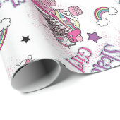Cute Skater Girl Unicorn Roller Skate Pattern ラッピングペーパー (ロールコーナー)