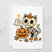 Cute Skeleton Cat with Pumpkin Invitation 招待状 (正面)