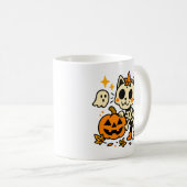 Cute Skeleton Cat with Pumpkin Mug コーヒーマグカップ (正面右)
