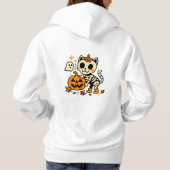 Cute Skeleton Cat with Pumpkin T-Shirt パーカ (裏面)