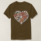 Cute Skeleton Heart Rib Flower Pumpkin Spooky Hall Tシャツ (デザイン正面)
