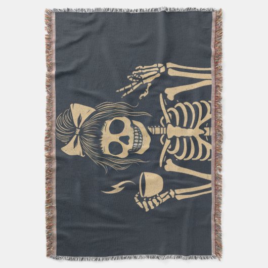 Cute skeleton Throw blanket スローブランケット (正面縦)