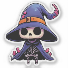 Cute Skeleton Witch - Halloween Kawaii シール