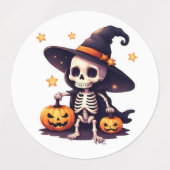 Cute Skeleton Witch Halloween Stickers – Spooky Ka ラベル (デザイン2)