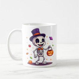 Cute Skeleton With Candy Halloween Mug コーヒーマグカップ