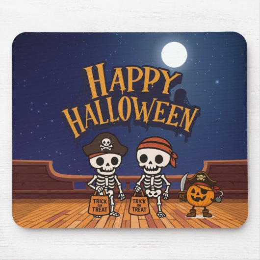 cute, skeletons and pumpkin Halloween  マウスパッド (正面)