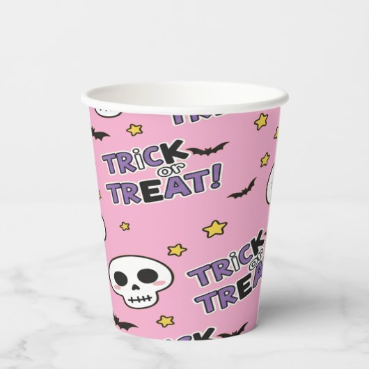 Cute Skeletons Pink For Halloween 紙コップ (裏面)